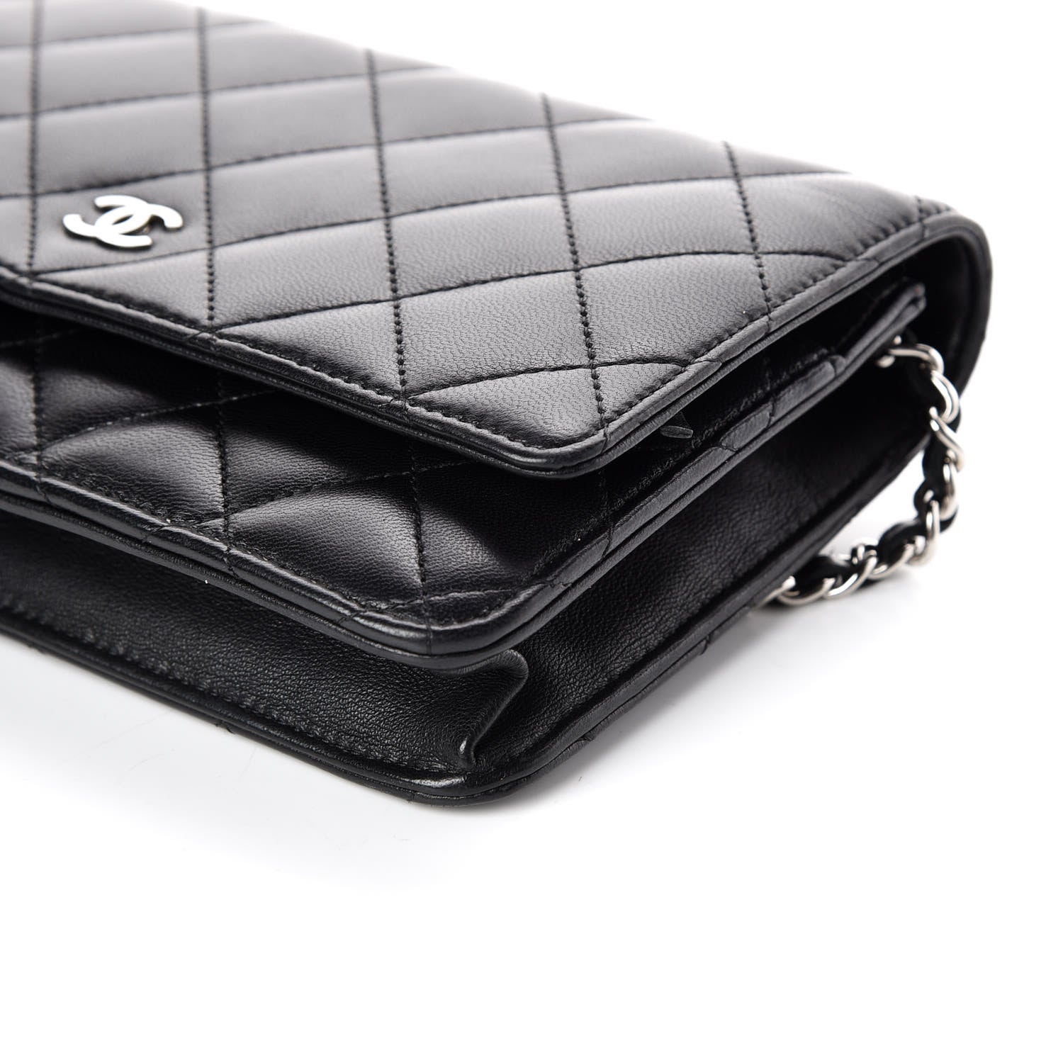 Chanel Lambskin Quilted Wallet On Chain WOC Black 6 of 11