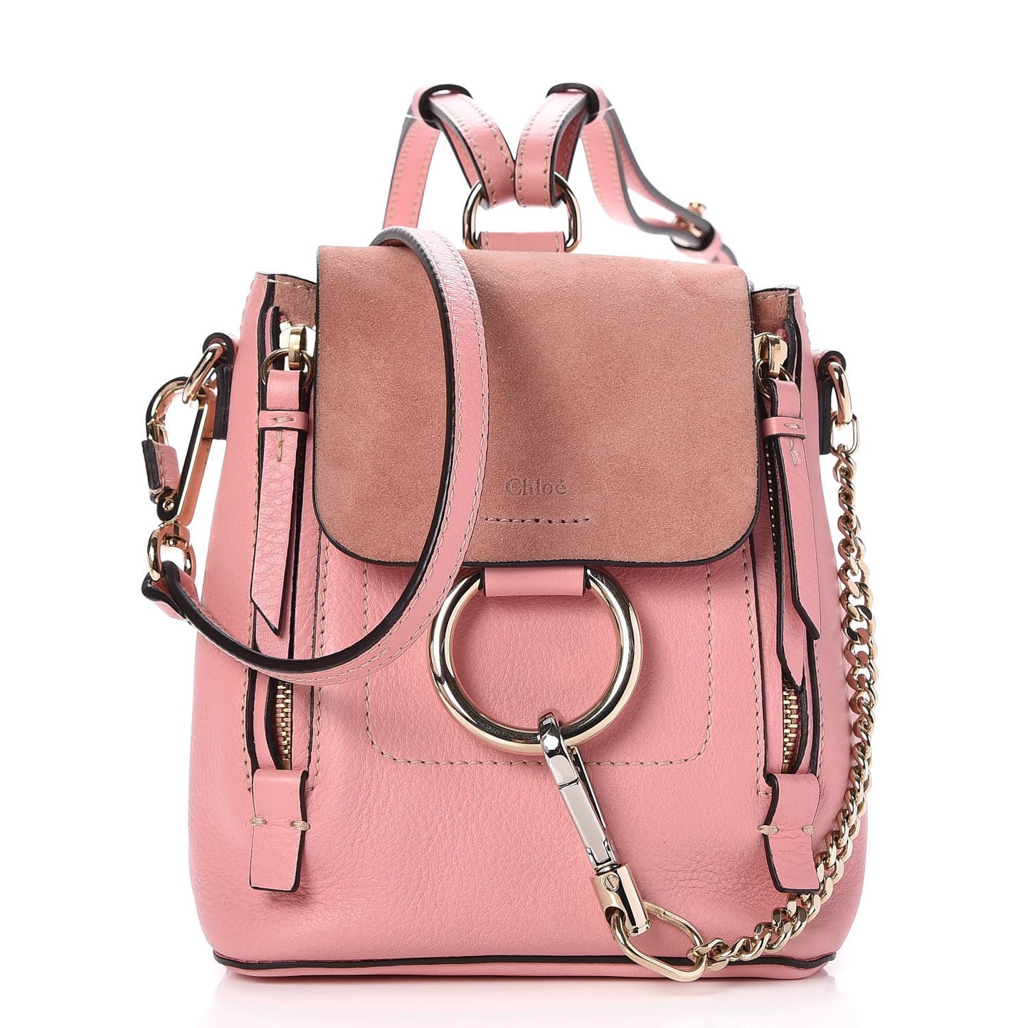 Suede Calfskin Mini Faye Backpack Washed Pink