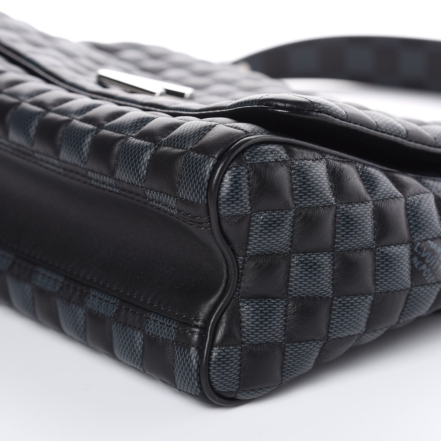 Calfskin Quilted Damier Twist MM Black Anthracite