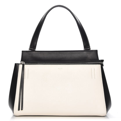 Celine Textured Calfskin Small Bi-Color Edge Shoulder Bag Black Cream 1 of 7