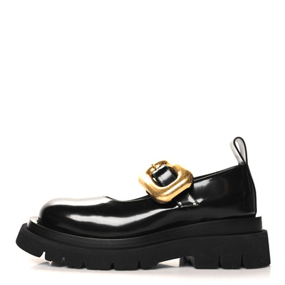 Bottega Veneta Brushed Calfskin Lug Mary-Jane Loafers 38 Black 1 of 8