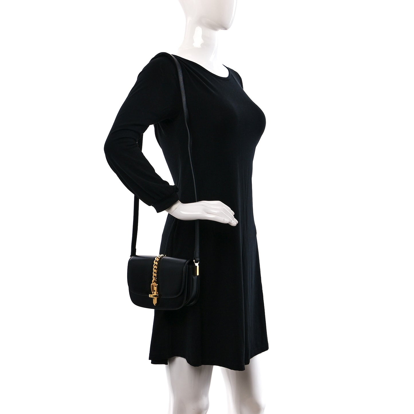 Azalea Calfskin Mini Sylvie 1969 Flap Messenger Bag Black