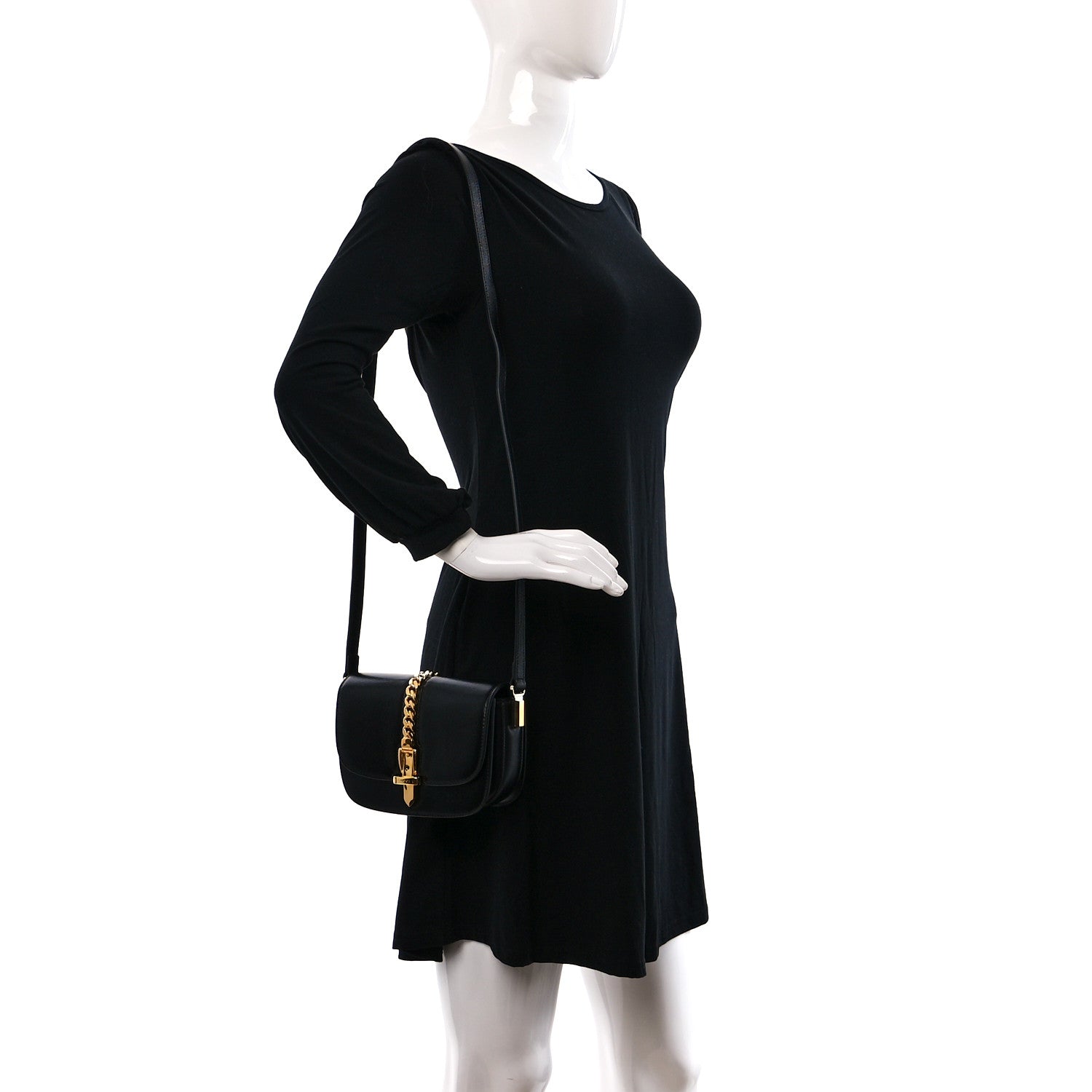 Gucci Azalea Calfskin Mini Sylvie 1969 Flap Messenger Bag Black 2 of 9