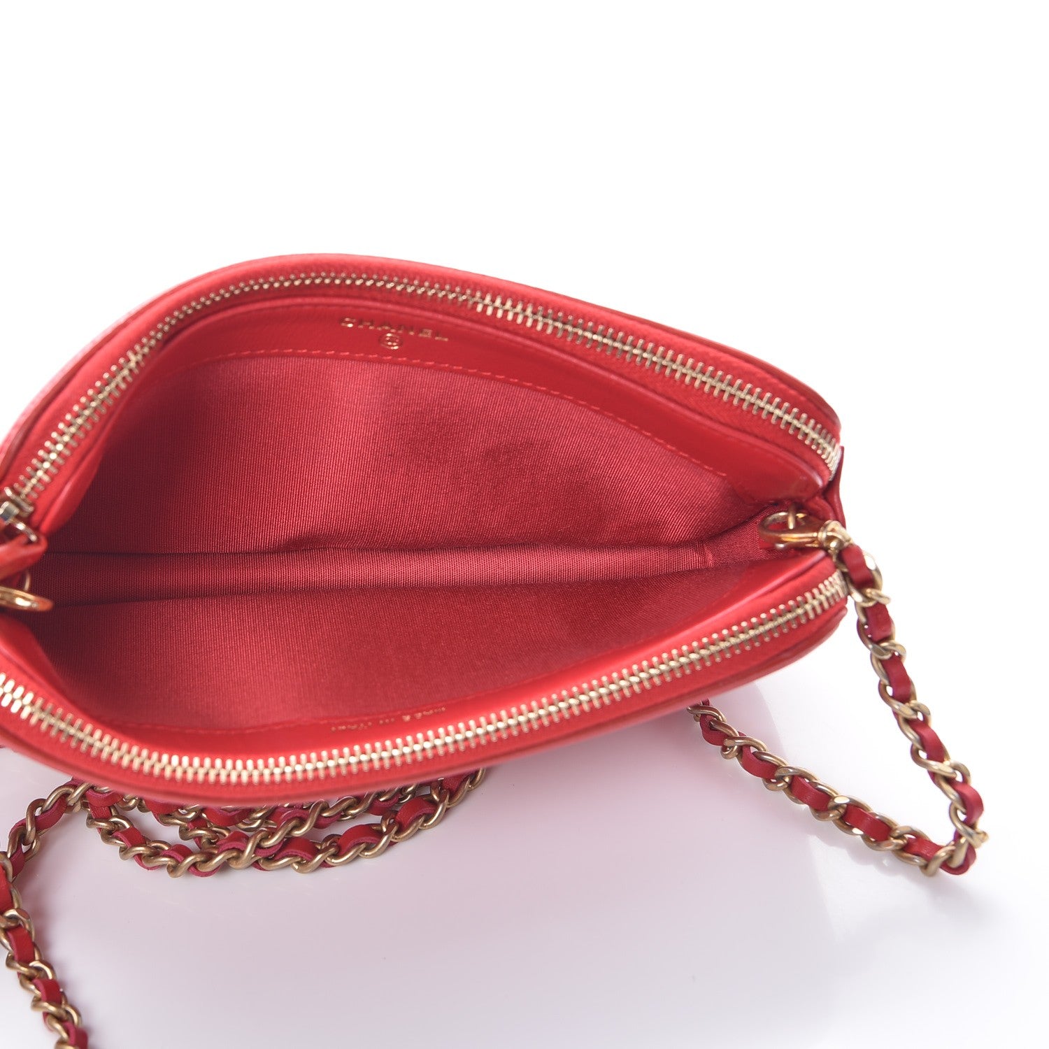 Chanel Caviar Quilted CC Filigree Clutch With Chain Red 5 of 9