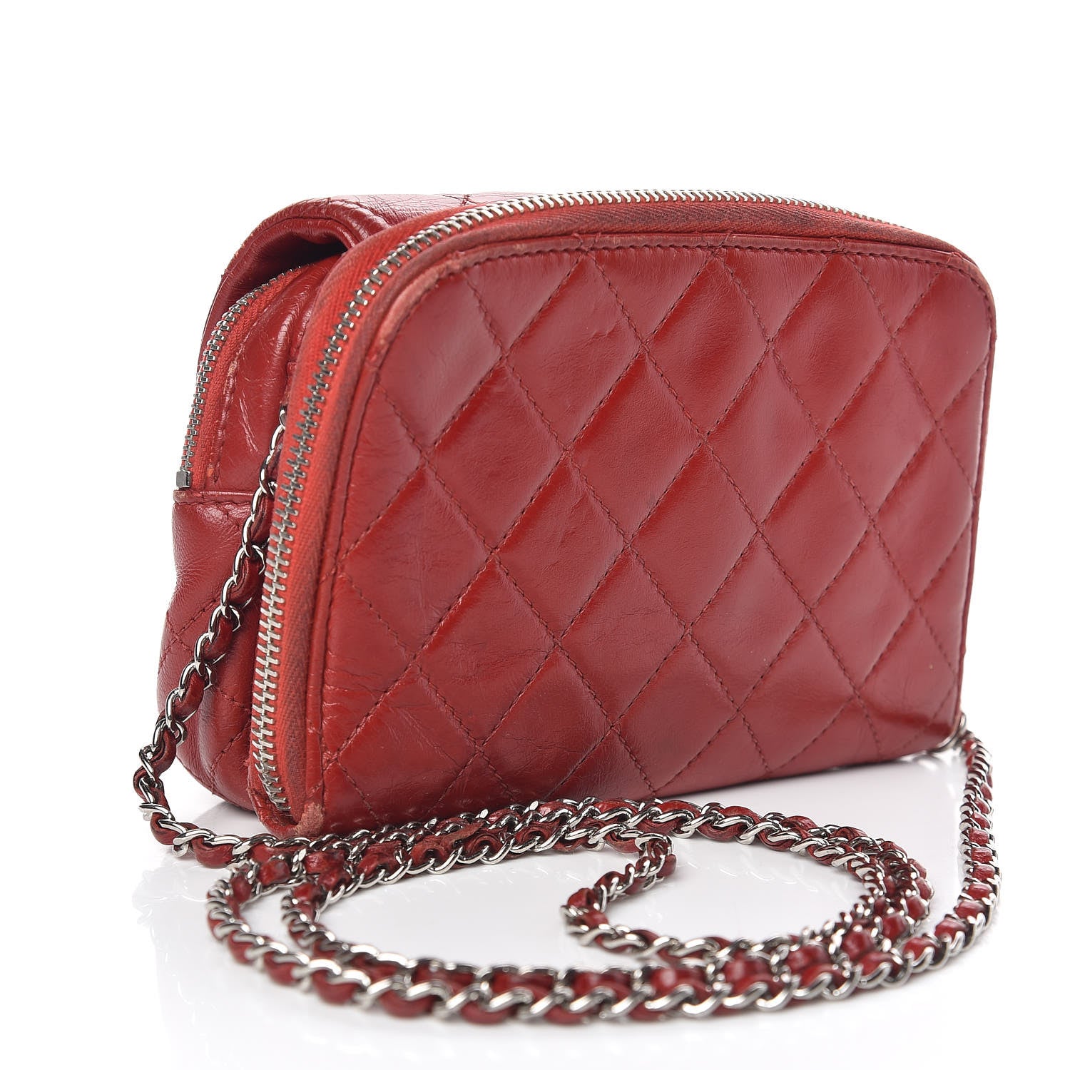 Chanel Lambskin Quilted WOC Mini Flap Red 3 of 19