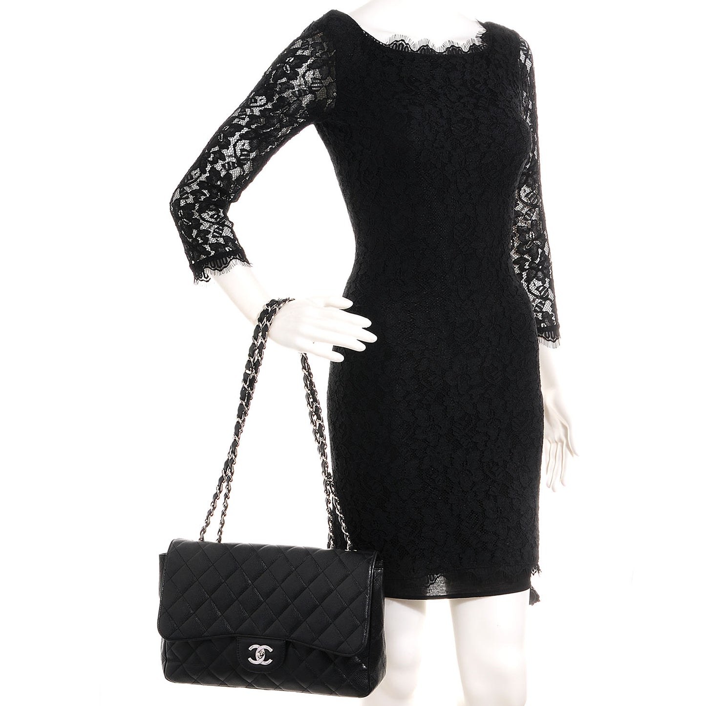 Caviar Jumbo Single Flap Black