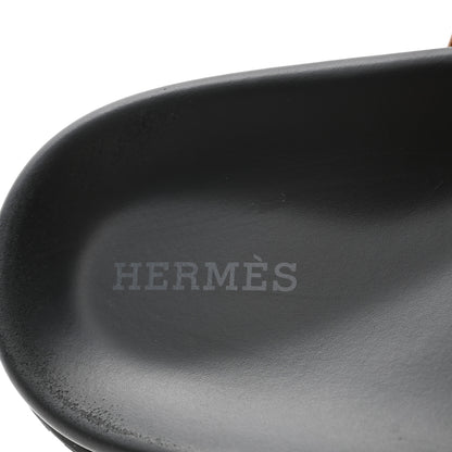 Hermes Suede Goatskin Womens Chypre Sandals 41 Brun Fume Black 6 of 9