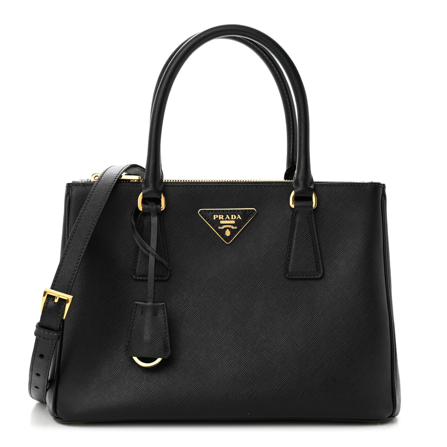 Saffiano Small Galleria Double Zip Tote Black