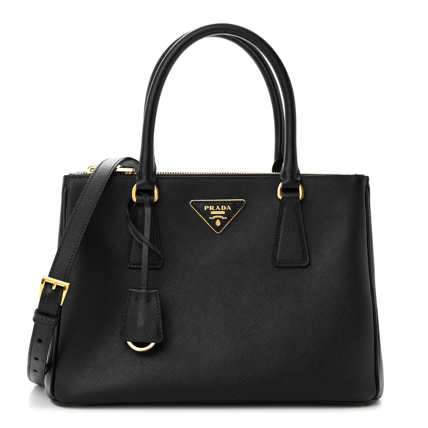 Prada Saffiano Small Galleria Double Zip Tote Black 1 of 9