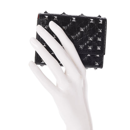 Valentino Garavani Craquele Nappa Rockstud Spike Bi-Fold Card Holder Black 2 of 8
