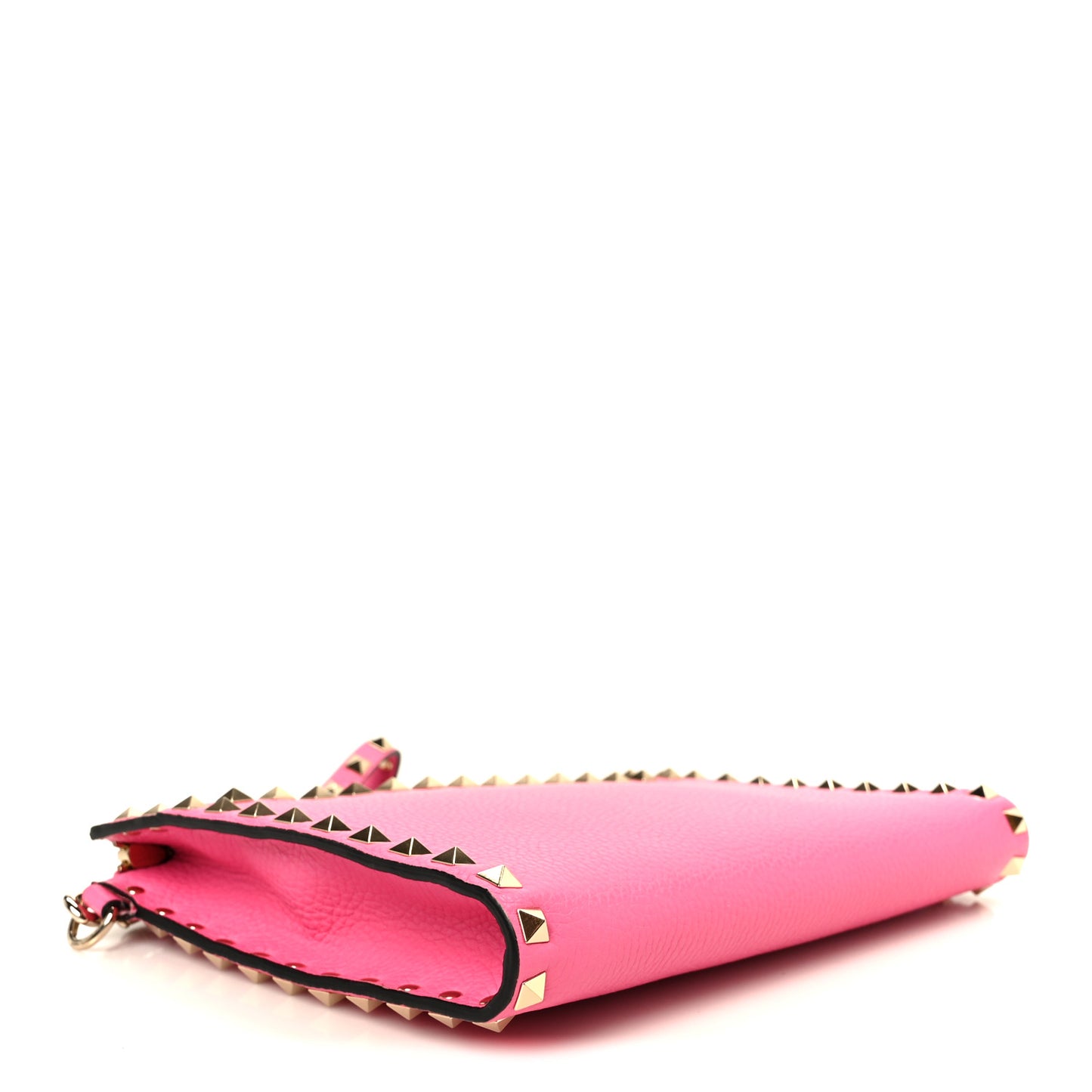 Pebbled Calfskin Medium Rockstud Flat Pouch Pink