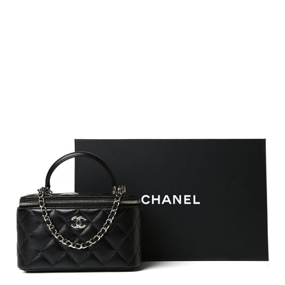 Chanel Lambskin Quilted Small Top Handle Vanity Case With Chain Black 14 of 14