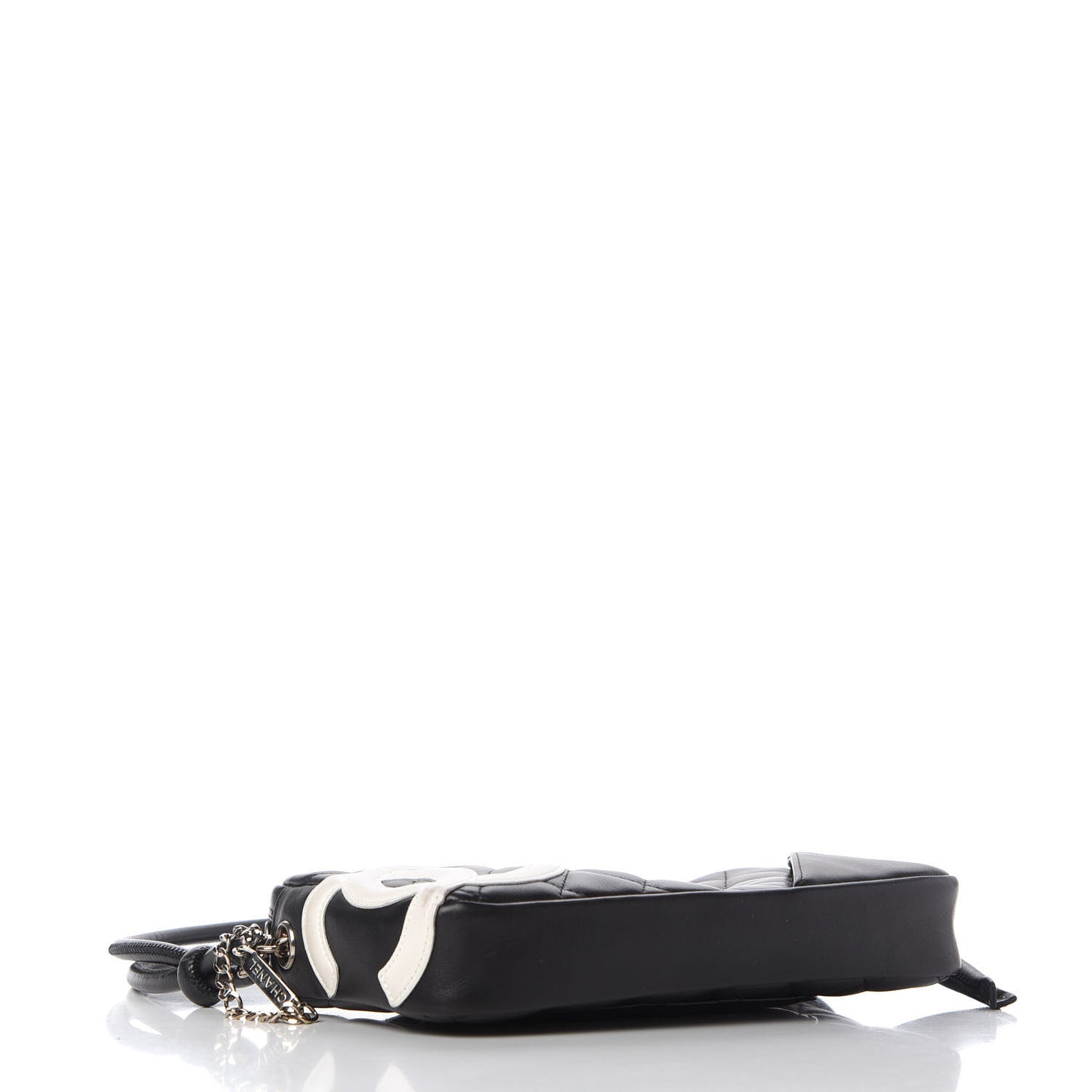 Calfskin Quilted Cambon Pochette Black White