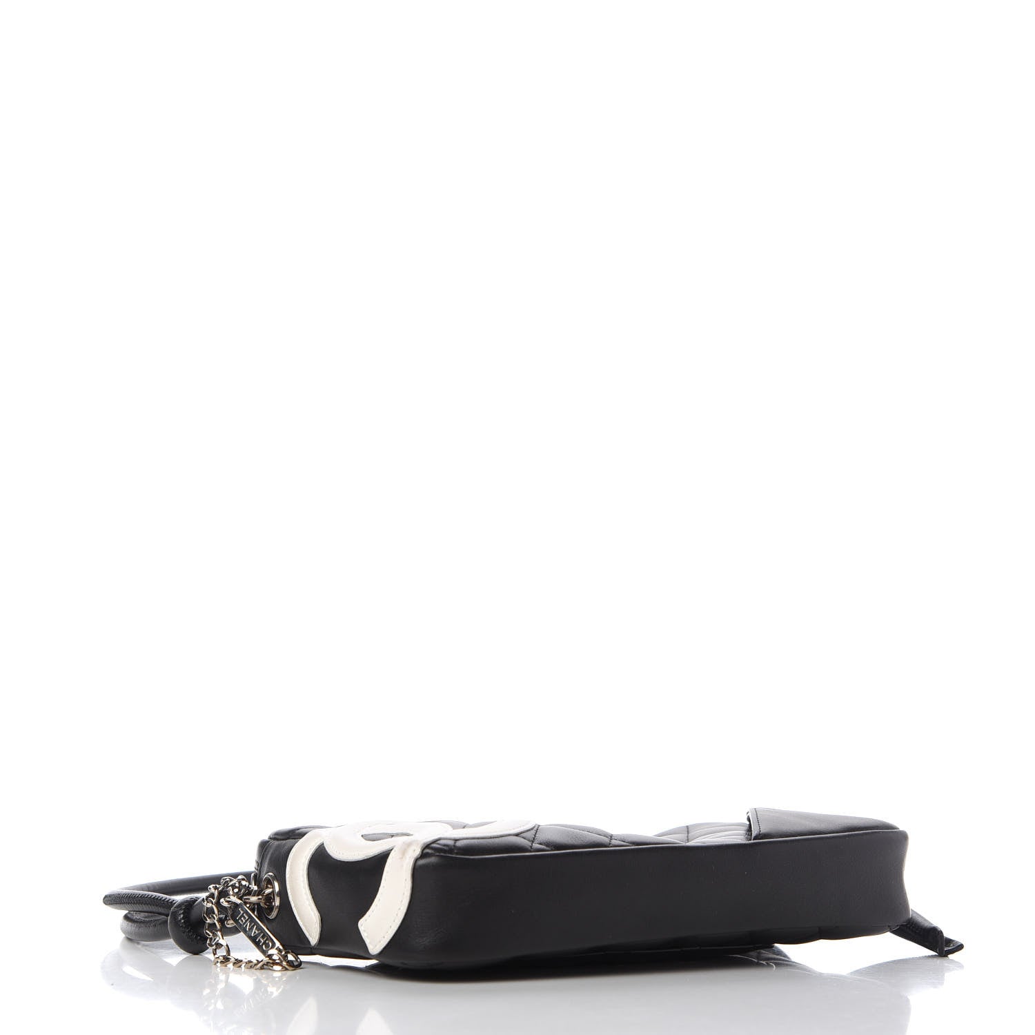Chanel Calfskin Quilted Cambon Pochette Black White 4 of 11