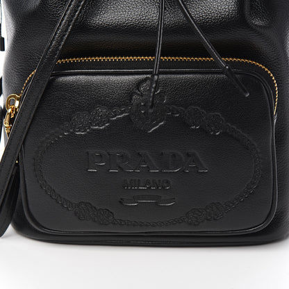 Prada Glace Calfskin Embossed Secchiello Bucket Bag Black 10 of 10