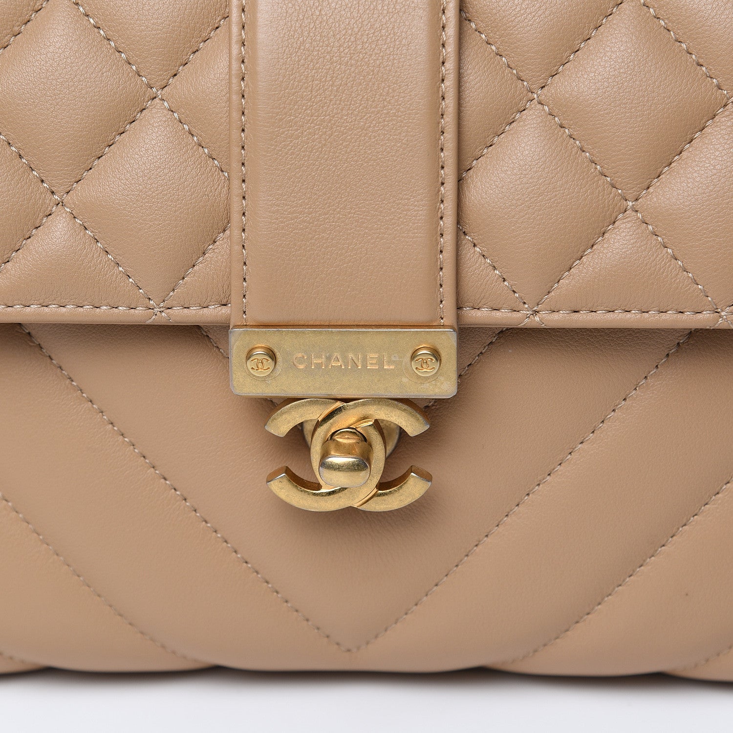 Chanel Calfskin Quilted Chevron In The City Bag Beige 8 of 11