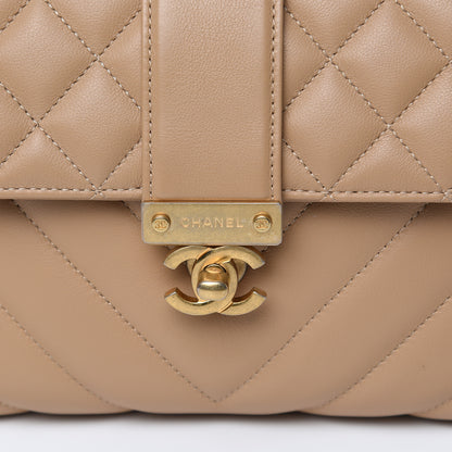 Chanel Calfskin Quilted Chevron In The City Bag Beige 8 of 11