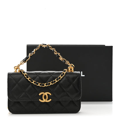 Chanel Caviar Quilted Coco First Phone Holder With Chain Black 13 of 13