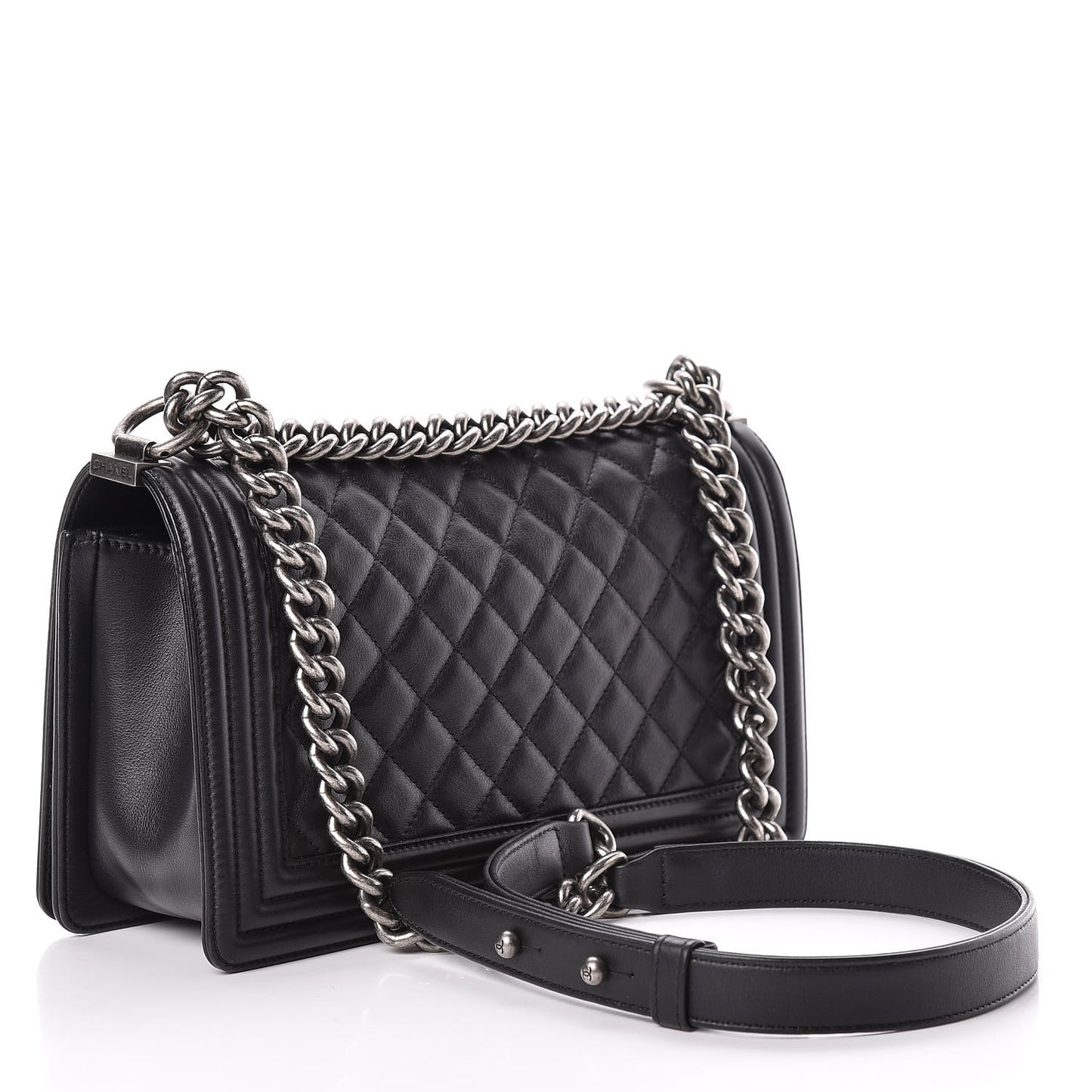Calfskin Quilted Medium Boy Flap Black
