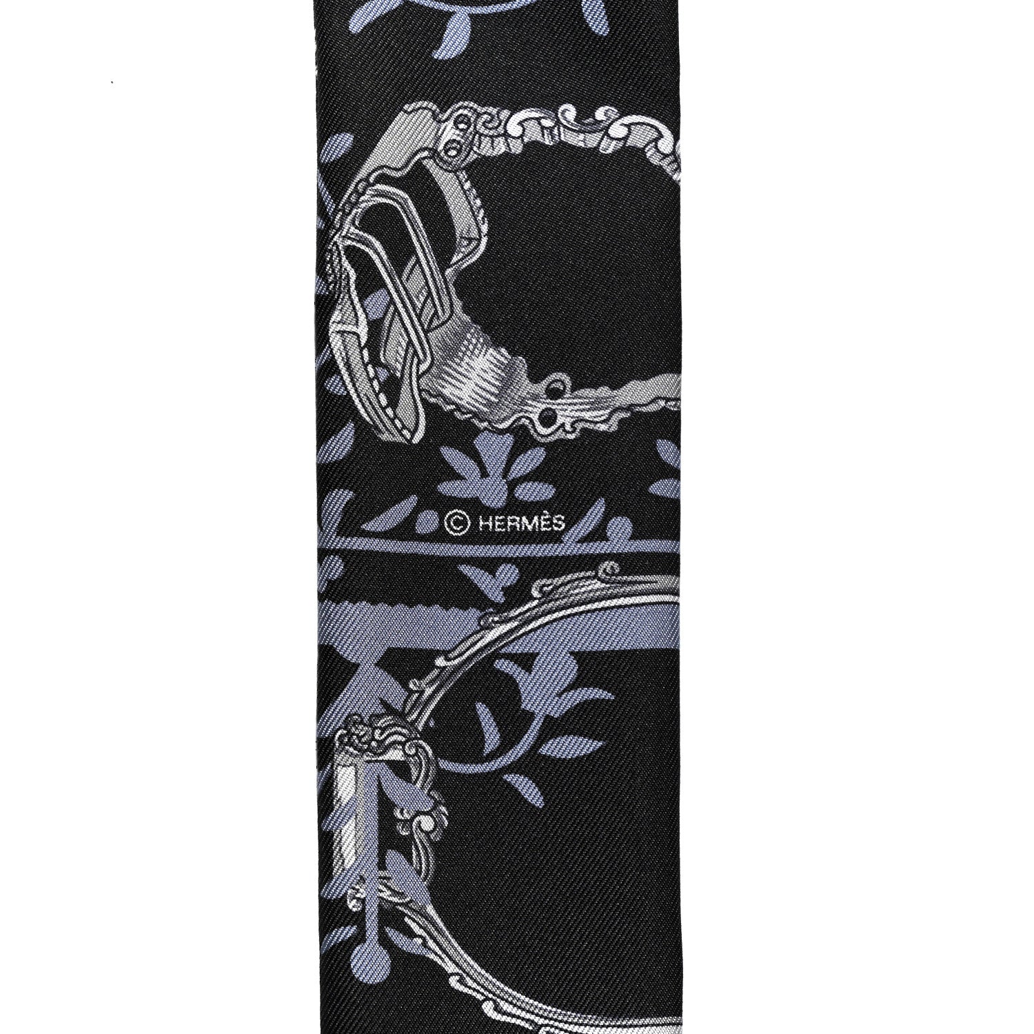 Hermes Silk Etriers Remix Twilly Black Ciel Argent 4 of 4