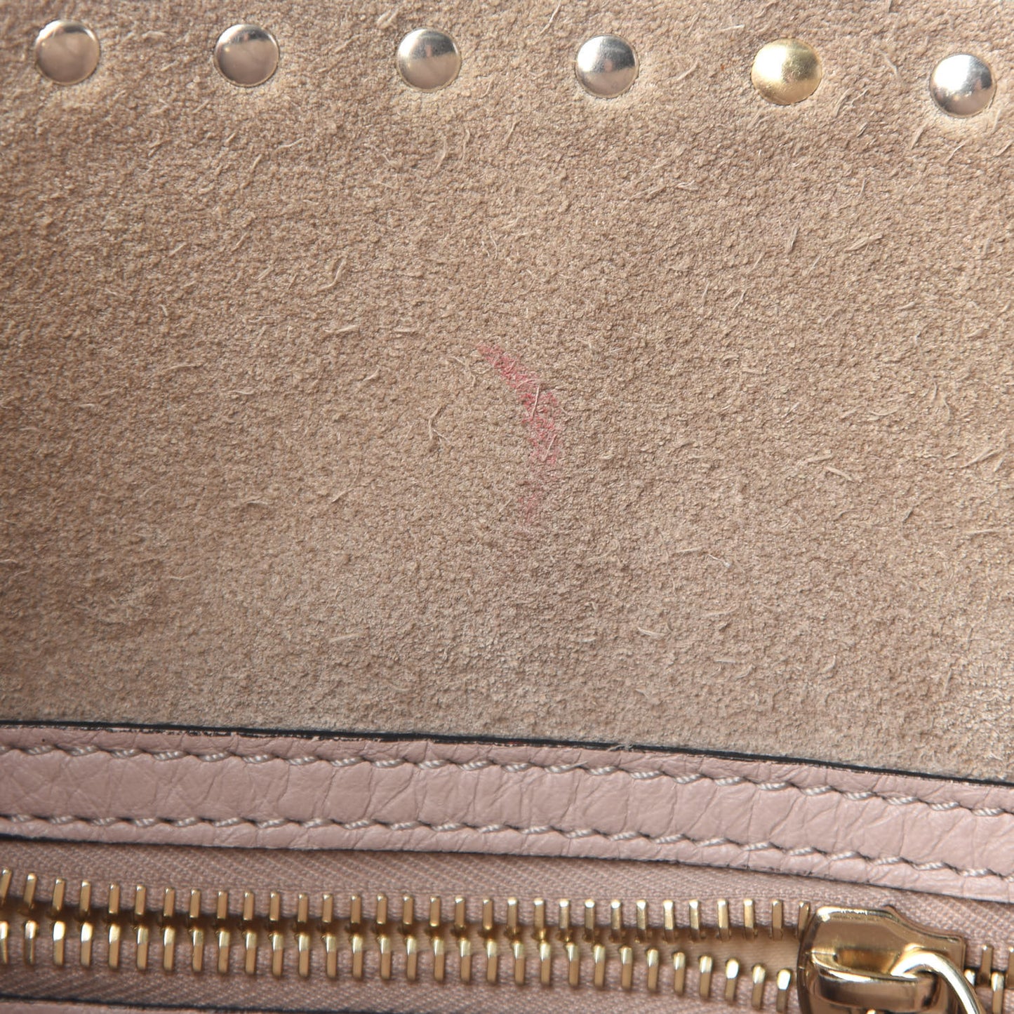 Grained Calfskin Rockstud Shoulder Tote Poudre