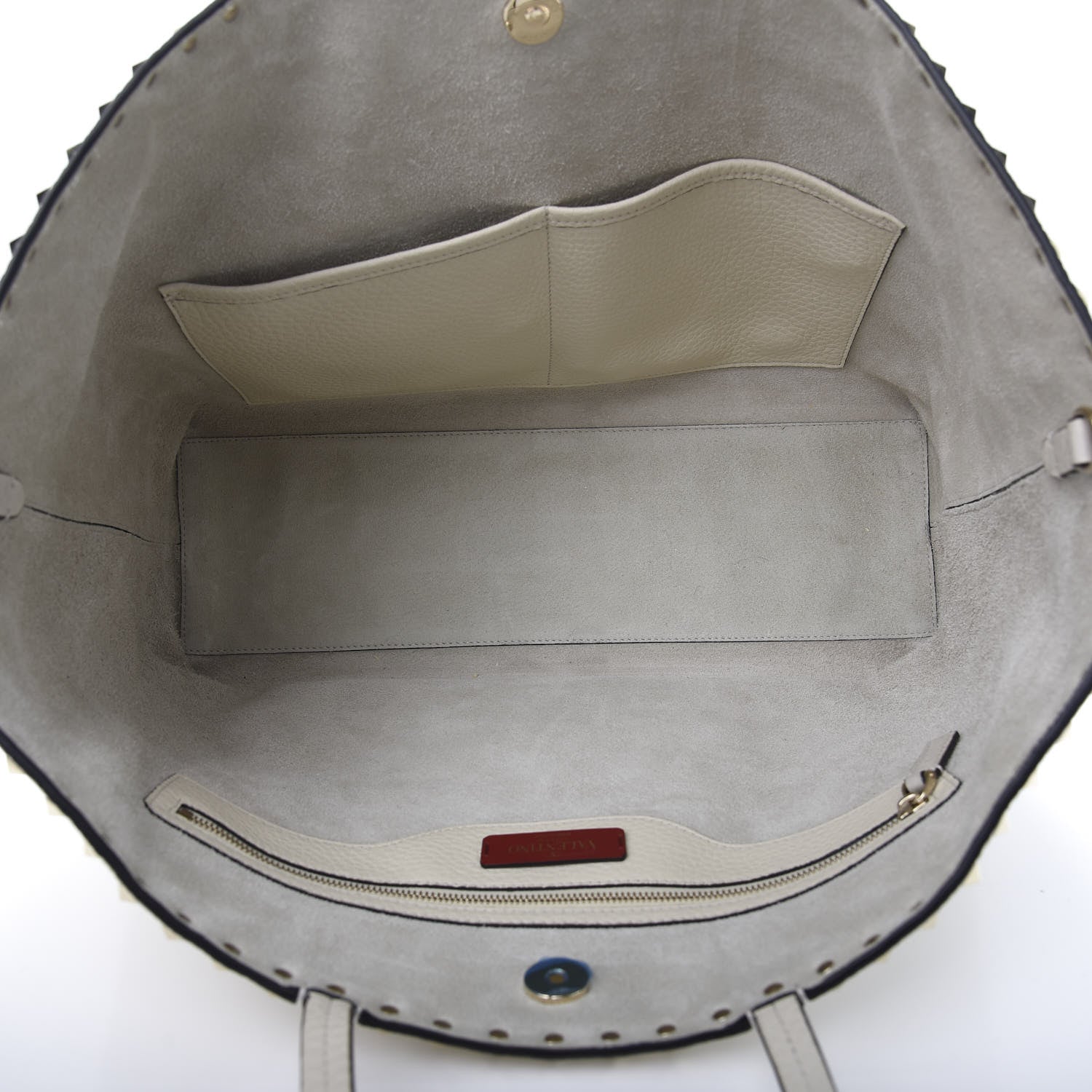 Valentino Garavani Grained Calfskin Rockstud Shoulder Tote Optic White 6 of 10