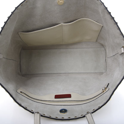 Valentino Garavani Grained Calfskin Rockstud Shoulder Tote Optic White 6 of 10