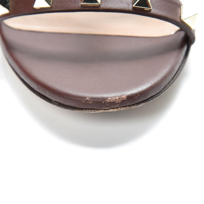 Valentino Garavani Calfskin Rockstud 60mm City Sandals 37 Light Brown 14 of 16