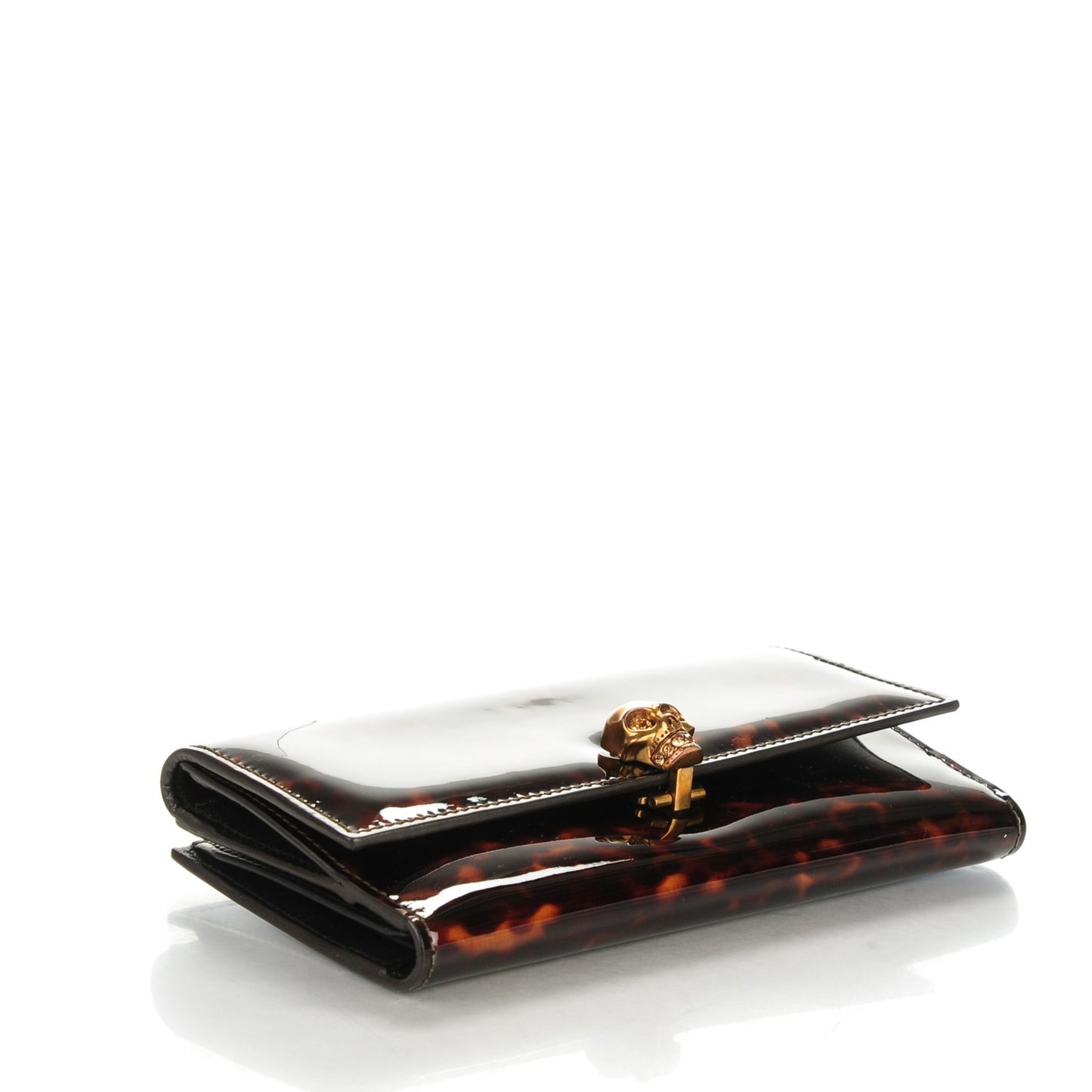 Tortoise Print Patent Skull Continental Wallet