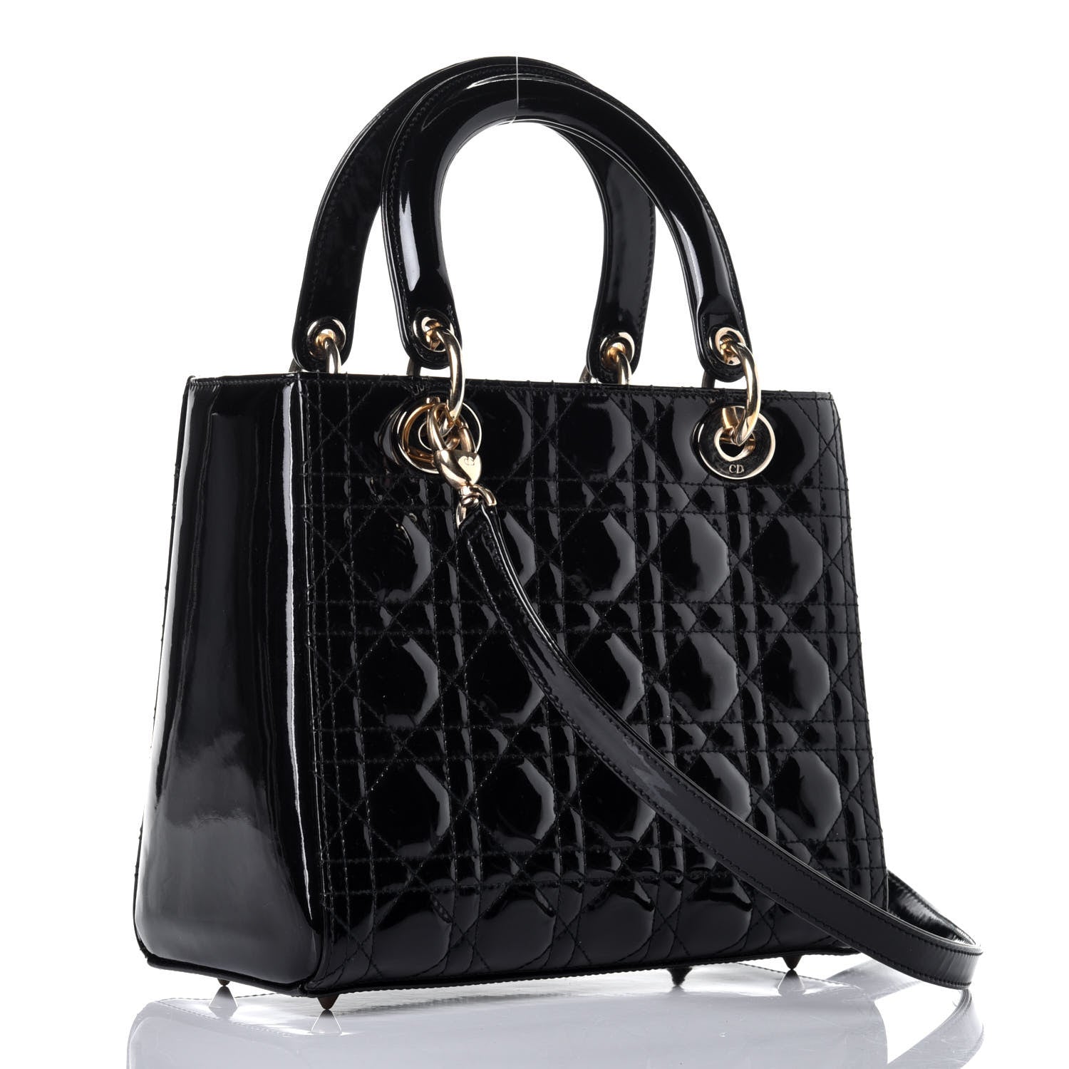 Christian Dior Patent Cannage Medium Lady Dior Black 4 of 9