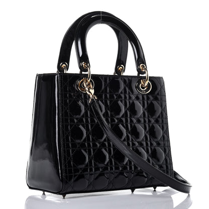 Christian Dior Patent Cannage Medium Lady Dior Black 4 of 9