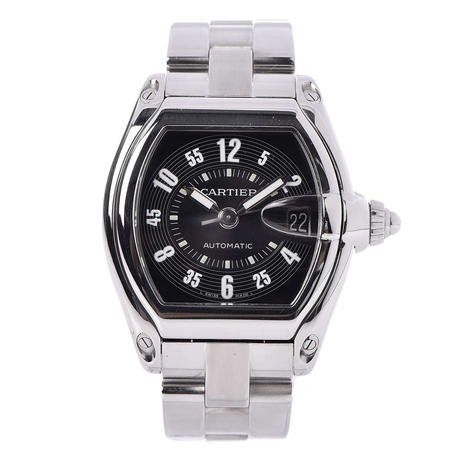 Cartier Stainless Steel 37mm Roadster Automatic Watch Black 1 of 5