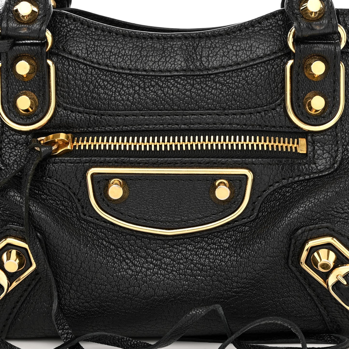 Chevre Gold Metallic Edge Hardware Mini City Black