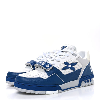 Louis Vuitton Calfskin Monogram Mens LV Trainer Sneakers 11 Blue 4 of 10