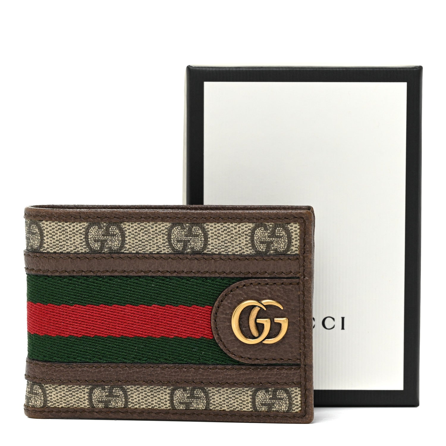 Gucci GG Supreme Monogram Web Mens Ophidia Bi-Fold Wallet Beige New Acero 15 of 15
