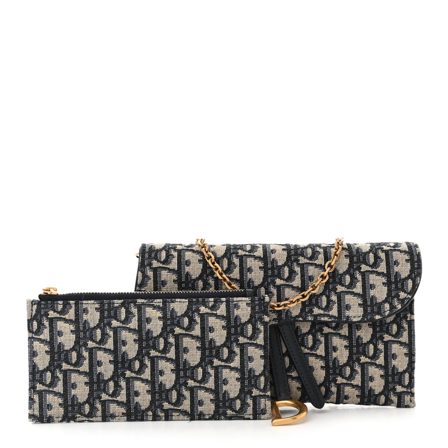 Oblique Saddle Chain Long Wallet Blue