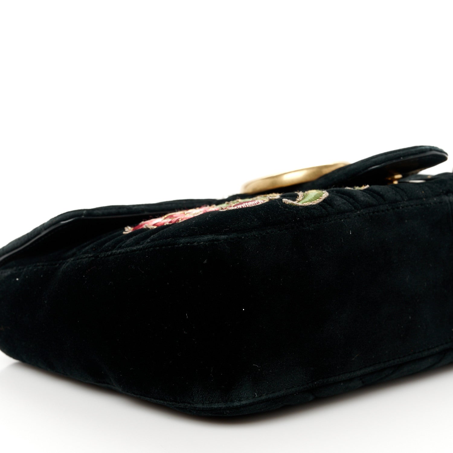 Gucci Velvet Matelasse Loved Embroidered Medium GG Marmont Shoulder Bag Black 10 of 11