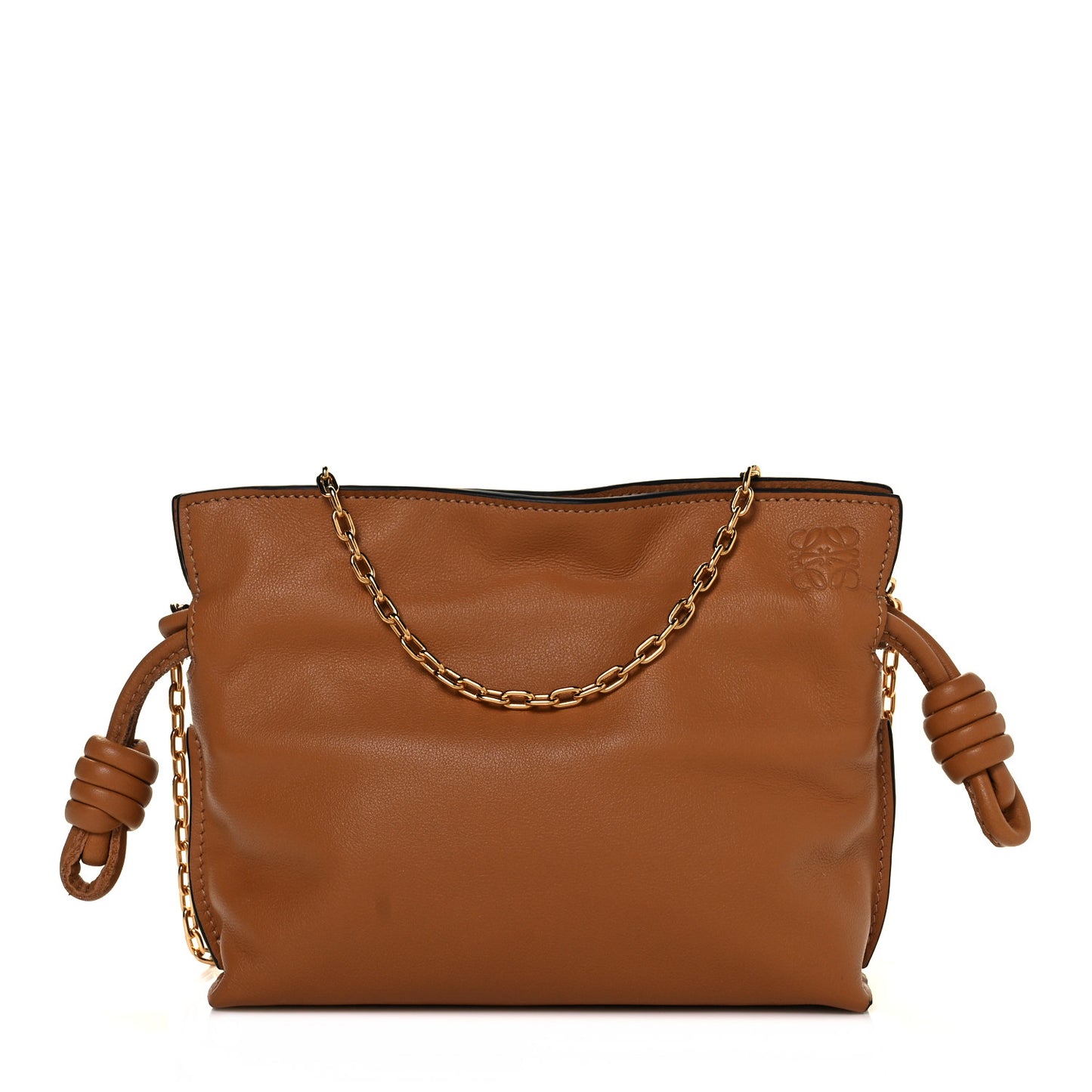 Calfskin Nano Flamenco Knot Clutch Warm Desert