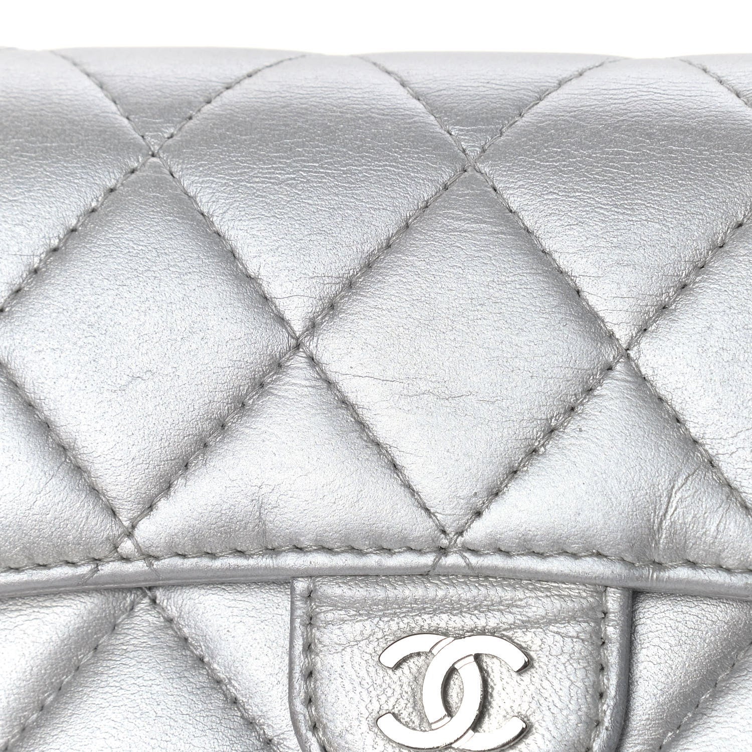 Chanel Metallic Lambskin Quilted Long Flap Wallet Silver 15 of 20