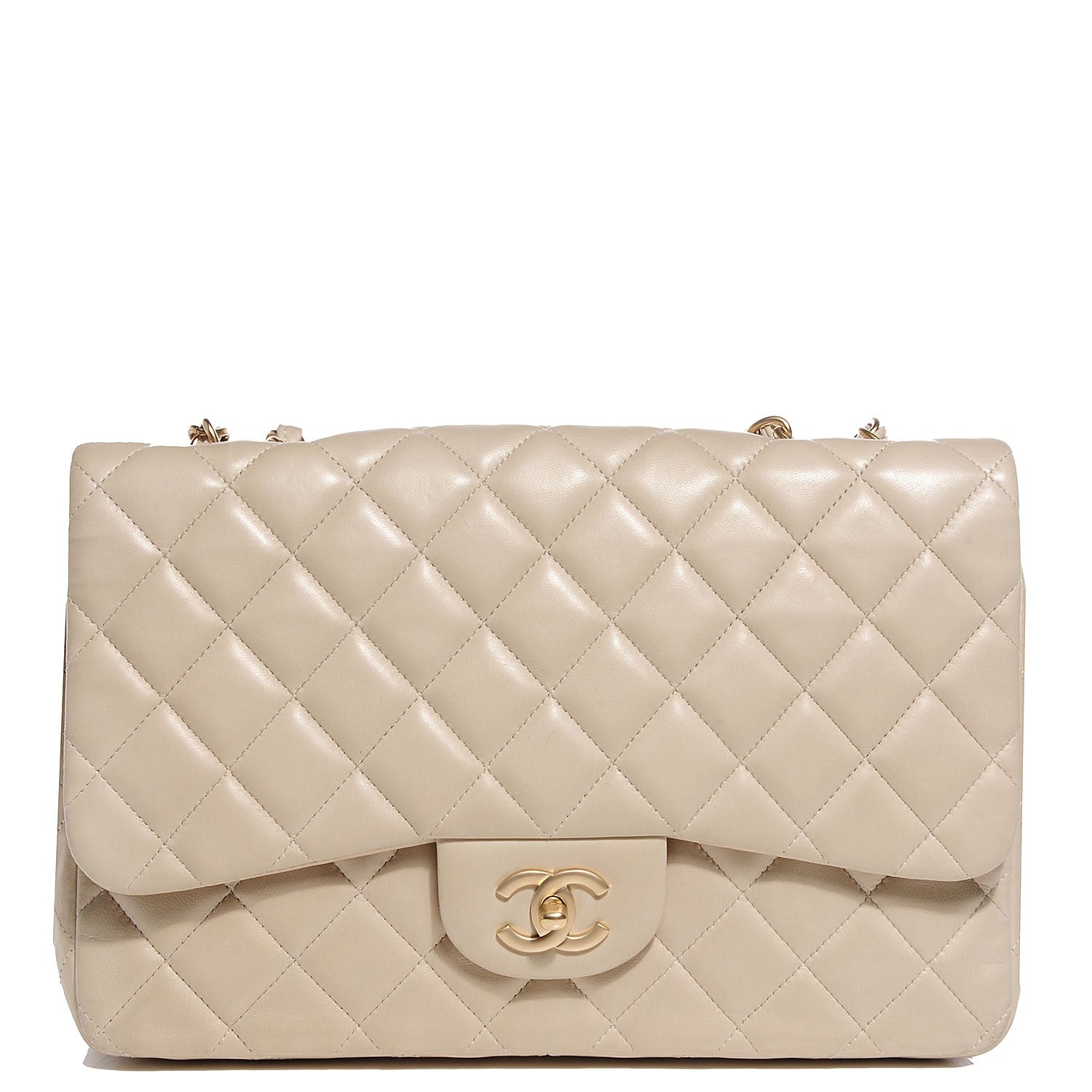 Chanel Lambskin Quilted Jumbo Single Flap Light Beige 1 of 8