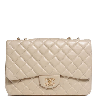 Chanel Lambskin Quilted Jumbo Single Flap Light Beige 1 of 8