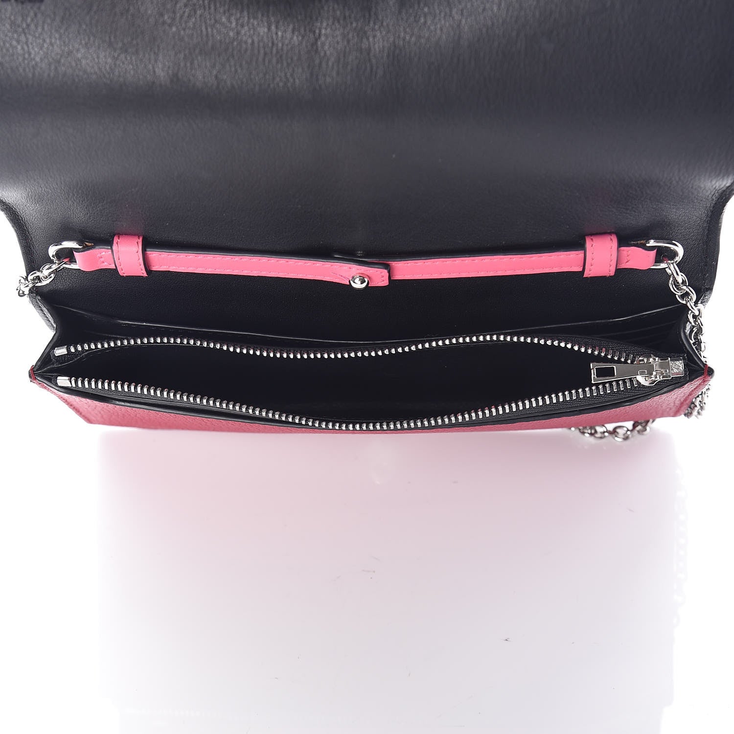 Loewe Pebbled Calfskin Chain Wallet Wild Rose Raspberry 5 of 9