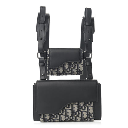 Christian Dior Oblique Smooth Calfskin Elite Shoulder Pouch Beige Black 1 of 12