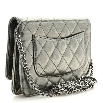 Chanel Metallic Aged Calfskin Quilted 2.55 Reissue Wallet On Chain WOC Green 3 of 9