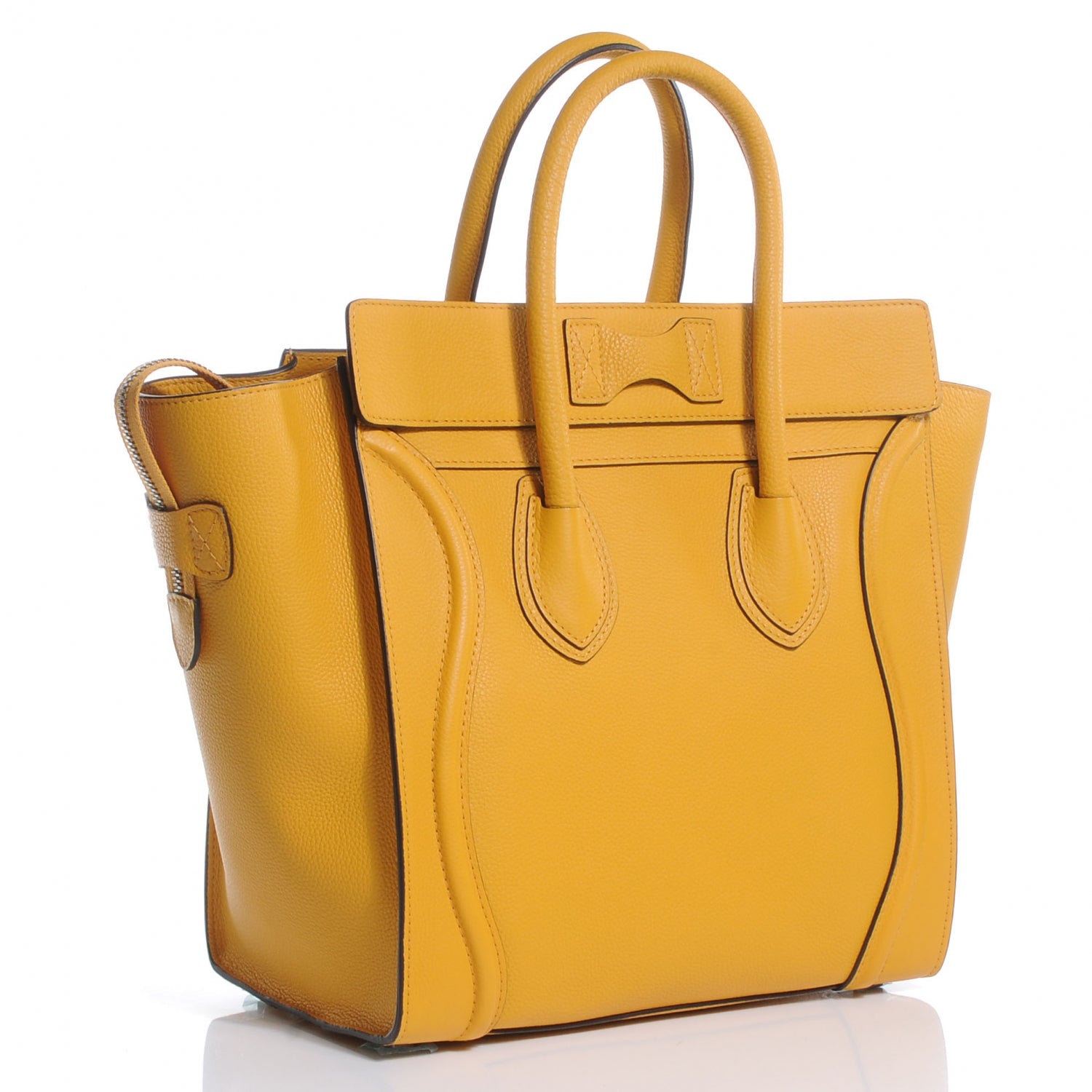 Celine Drummed Calfskin Mini Luggage Saffron 3 of 8