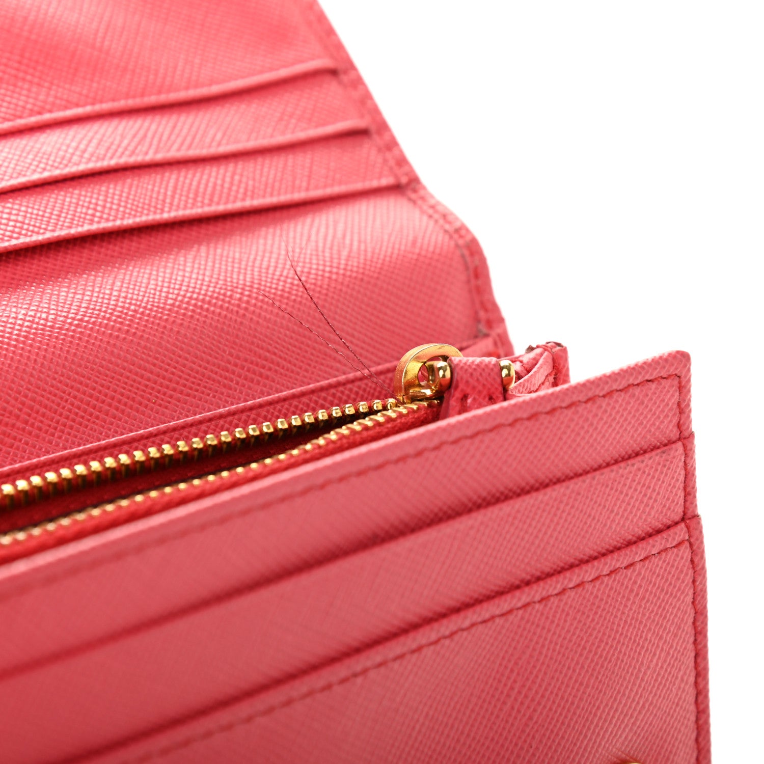 Prada Saffiano Metal Continental Flap Wallet Fragola 12 of 15