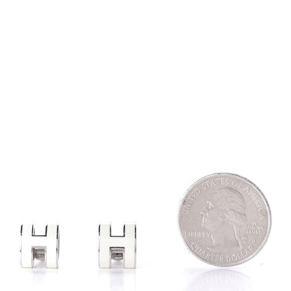 Hermes Palladium Lacquered Pop H Earrings White 2 of 7
