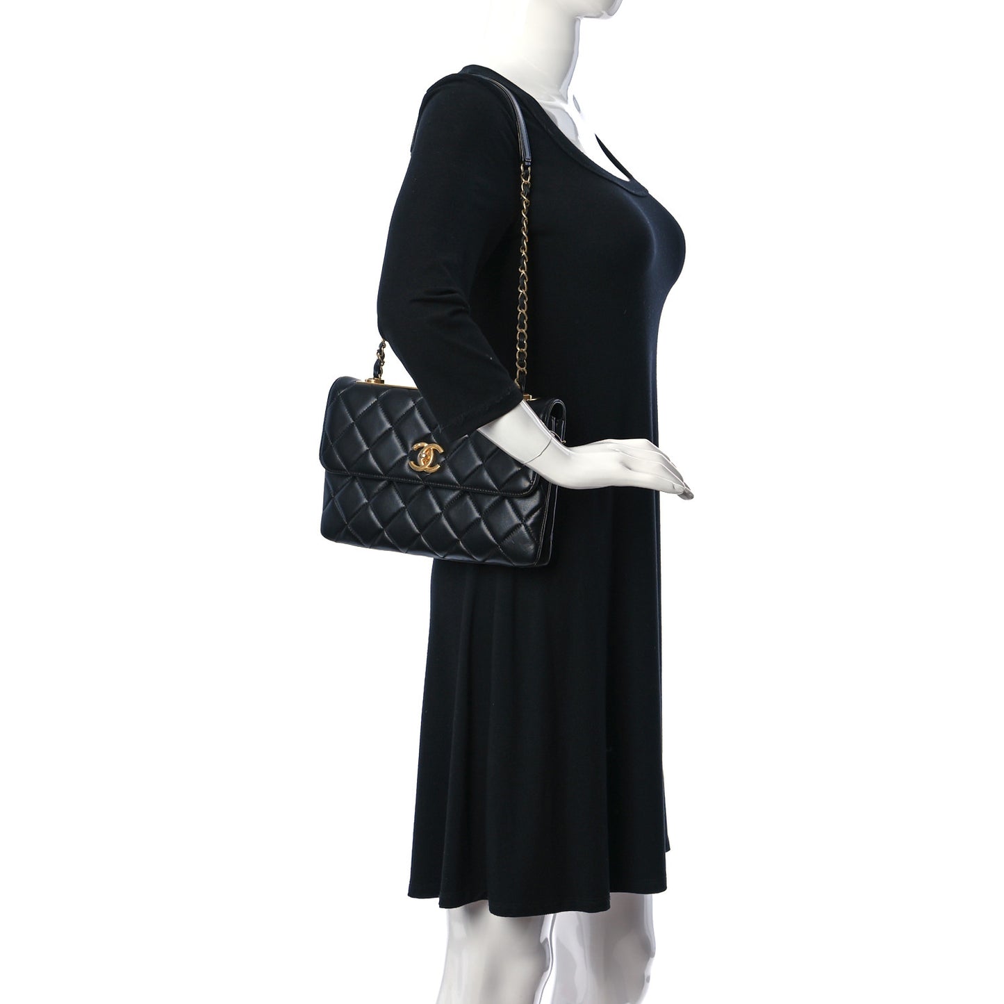 Lambskin Quilted Medium Trendy CC Flap Black