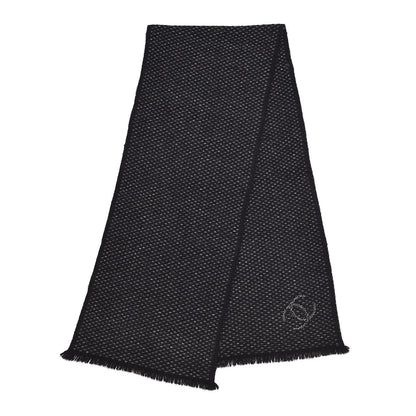 Chanel Cashmere CC Woven Scarf Black Grey 3 of 4