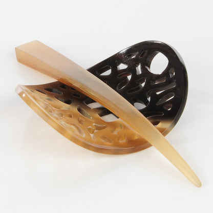 Hermes Buffalo Horn Curved Rocaille Hair Barrette Natural 6 of 6